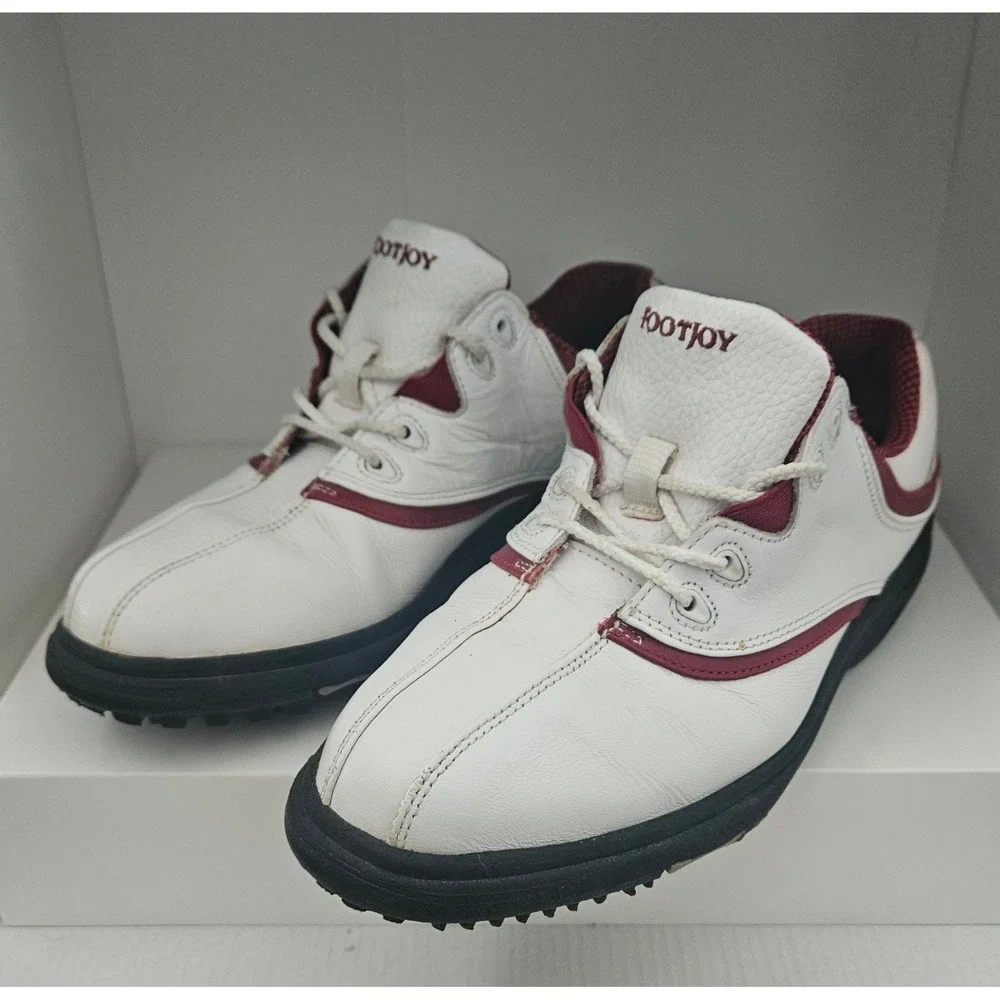 FootJoy Golf Shoes Womens 6.5 White Red Soft Cleats 98322 Sports